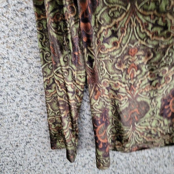 Bob Mackie Wearable Art Top Womens Small Green Velour Long Sleeve V-Neck Ladies - Picture 3 of 7